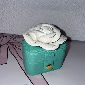 Mini Turquoise Jewelry Case with Flower